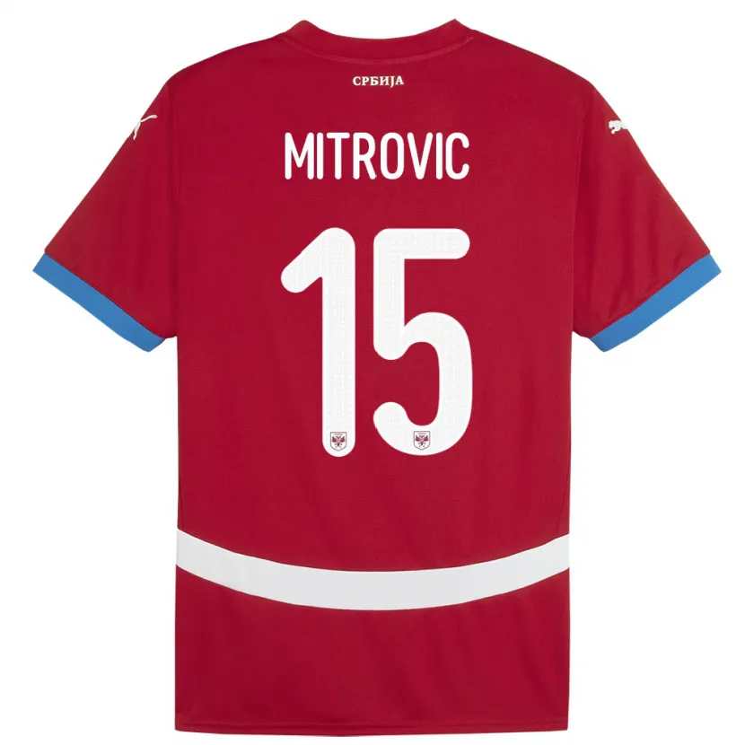 Danxen Hombre Camiseta Serbia Stefan Mitrovic #15 Rojo 1ª Equipación 24-26 La Camisa México