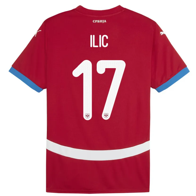 Danxen Hombre Camiseta Serbia Ivan Ilic #17 Rojo 1ª Equipación 24-26 La Camisa México