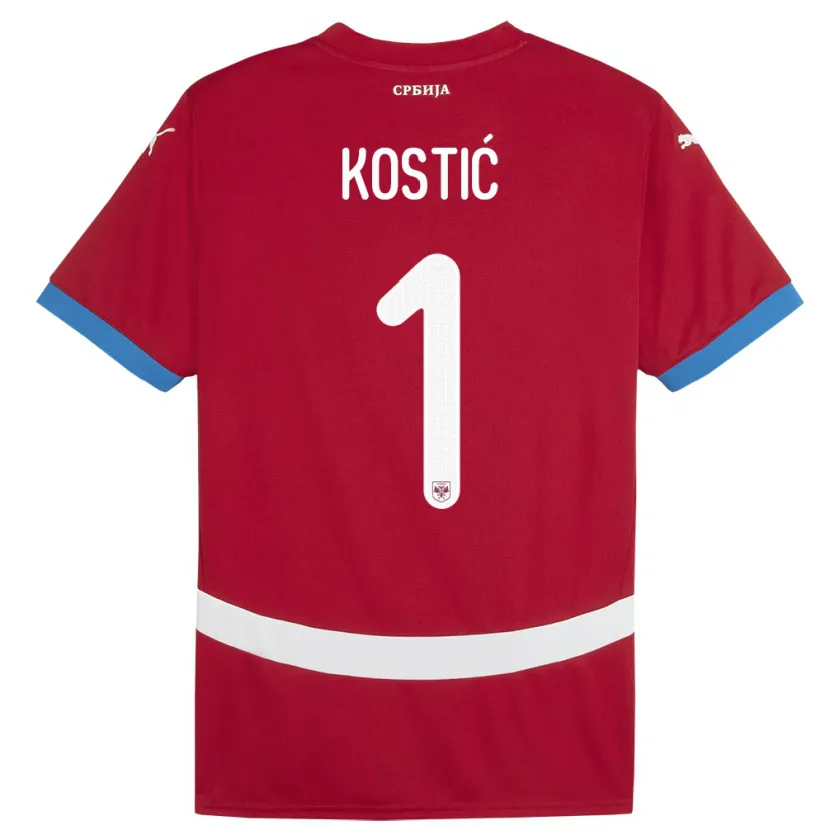 Danxen Hombre Camiseta Serbia Milica Kostic #1 Rojo 1ª Equipación 24-26 La Camisa México