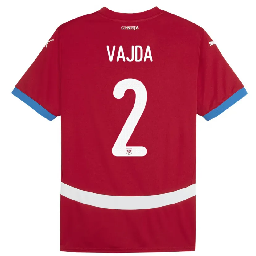 Danxen Hombre Camiseta Serbia Orsoja Vajda #2 Rojo 1ª Equipación 24-26 La Camisa México