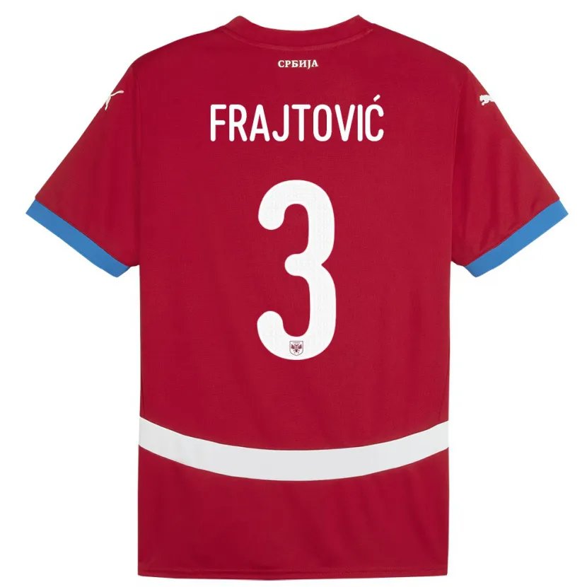 Danxen Hombre Camiseta Serbia Andela Frajtovic #3 Rojo 1ª Equipación 24-26 La Camisa México