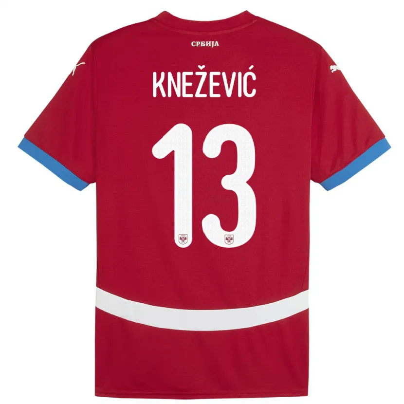 Danxen Hombre Camiseta Serbia Milana Knezevic #13 Rojo 1ª Equipación 24-26 La Camisa México