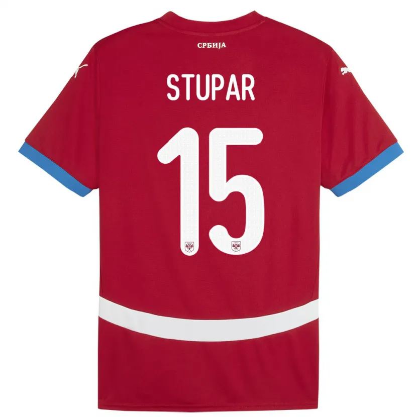 Danxen Hombre Camiseta Serbia Zivana Stupar #15 Rojo 1ª Equipación 24-26 La Camisa México