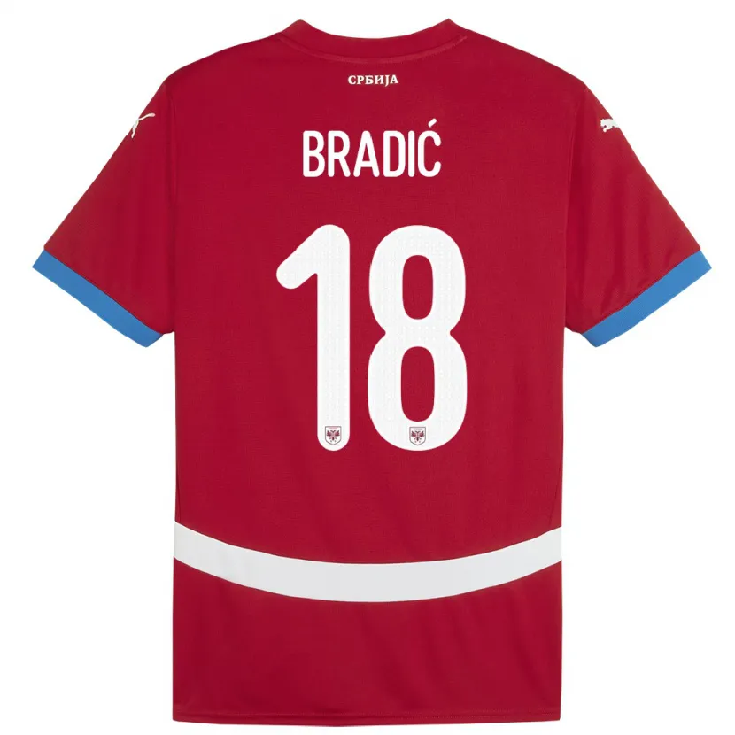 Danxen Hombre Camiseta Serbia Biljana Bradic #18 Rojo 1ª Equipación 24-26 La Camisa México
