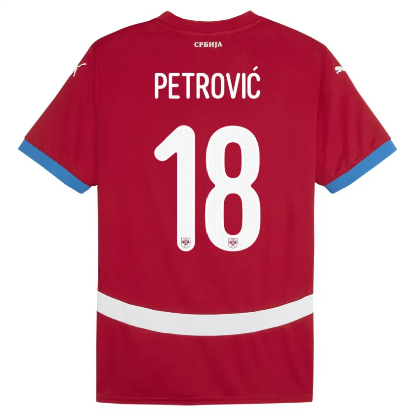 Danxen Hombre Camiseta Serbia Emilija Petrovic #18 Rojo 1ª Equipación 24-26 La Camisa México