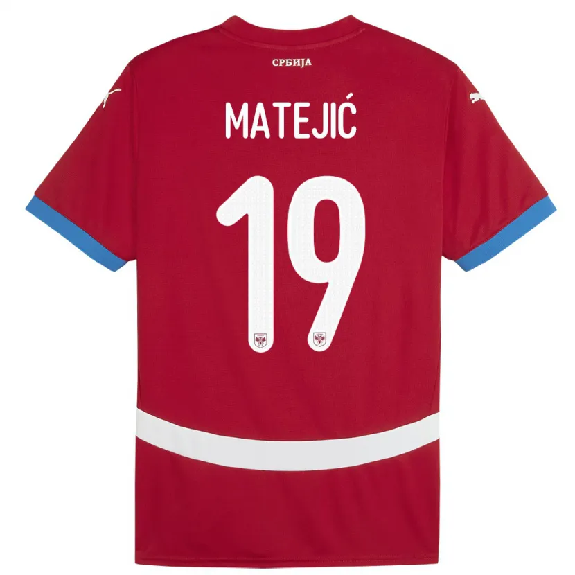 Danxen Hombre Camiseta Serbia Nina Matejic #19 Rojo 1ª Equipación 24-26 La Camisa México