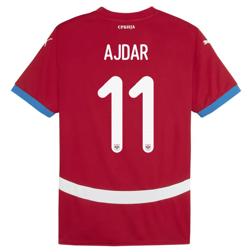 Danxen Hombre Camiseta Serbia Ognjen Ajdar #11 Rojo 1ª Equipación 24-26 La Camisa México
