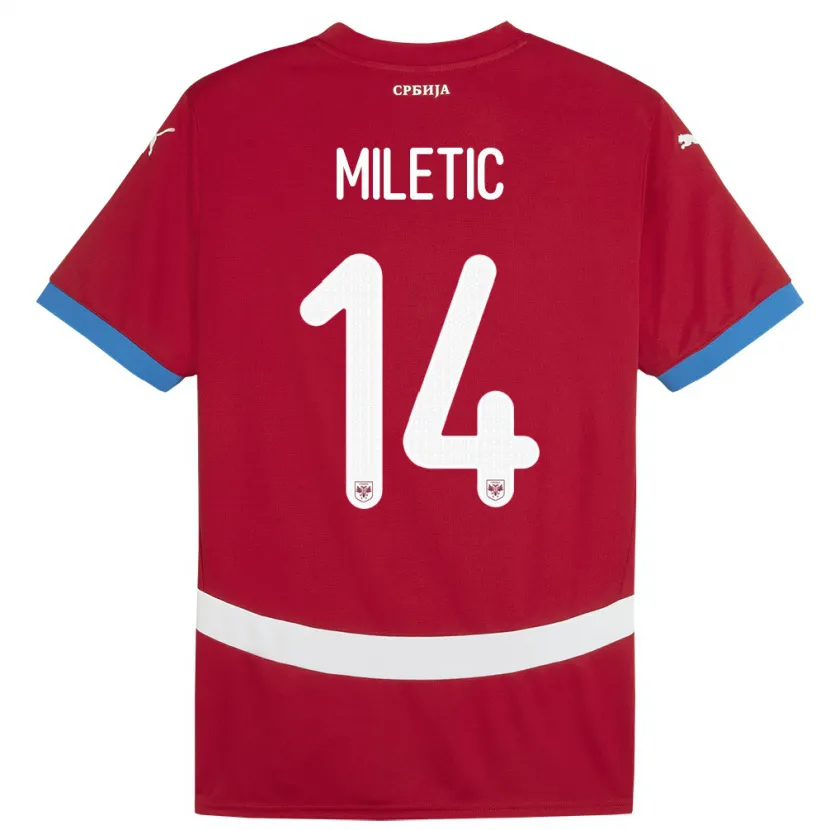 Danxen Hombre Camiseta Serbia Vladimir Miletic #14 Rojo 1ª Equipación 24-26 La Camisa México