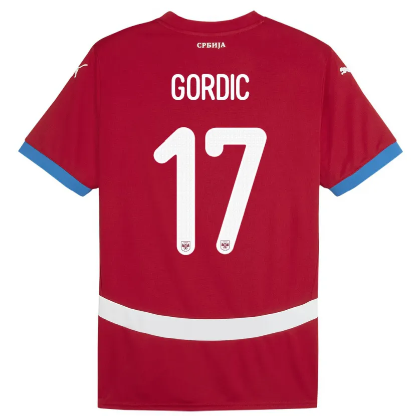 Danxen Hombre Camiseta Serbia Djordje Gordic #17 Rojo 1ª Equipación 24-26 La Camisa México