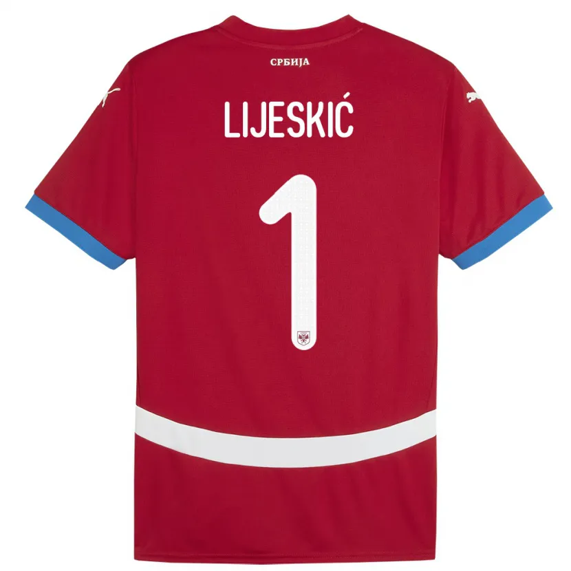 Danxen Hombre Camiseta Serbia Luka Lijeskic #1 Rojo 1ª Equipación 24-26 La Camisa México