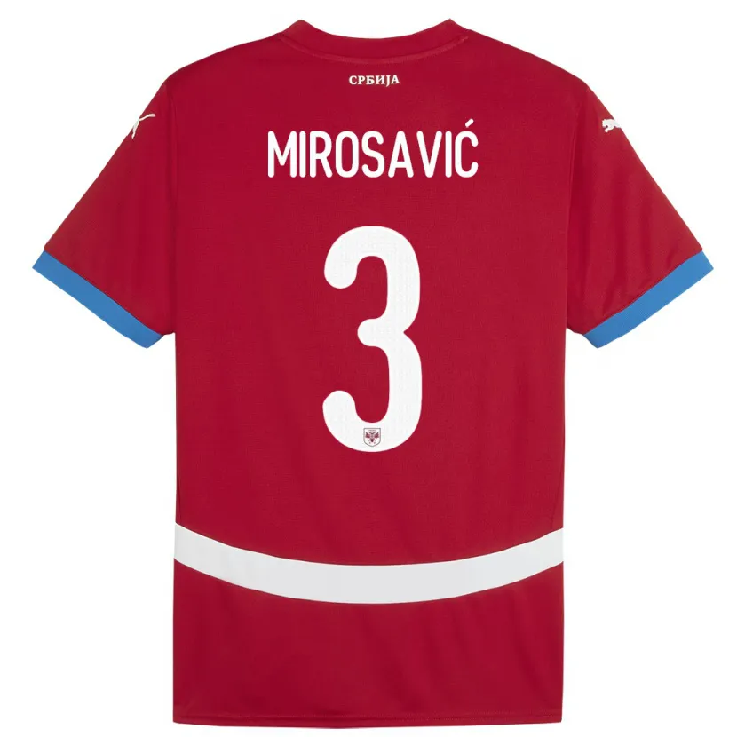 Danxen Hombre Camiseta Serbia Veljko Mirosavic #3 Rojo 1ª Equipación 24-26 La Camisa México