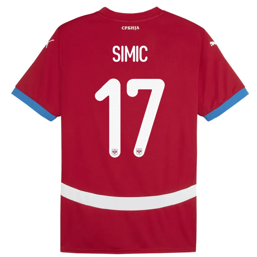 Danxen Hombre Camiseta Serbia Jan Carlo Simic #17 Rojo 1ª Equipación 24-26 La Camisa México