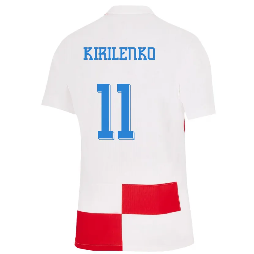 Danxen Hombre Camiseta Croacia Ivana Kirilenko #11 Blanco Rojo 1ª Equipación 24-26 La Camisa México