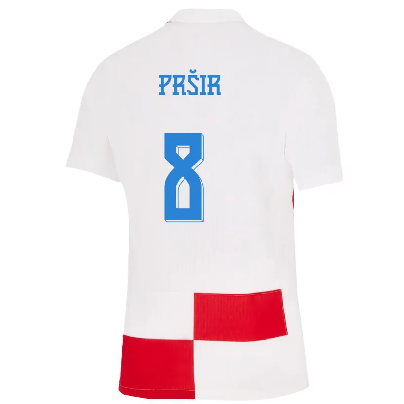 Danxen Hombre Camiseta Croacia Jurica Prsir #8 Blanco Rojo 1ª Equipación 24-26 La Camisa México