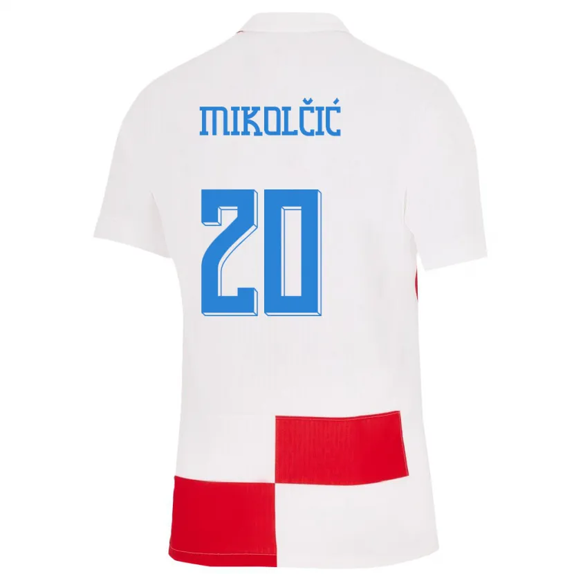 Danxen Hombre Camiseta Croacia Simun Mikolcic #20 Blanco Rojo 1ª Equipación 24-26 La Camisa México