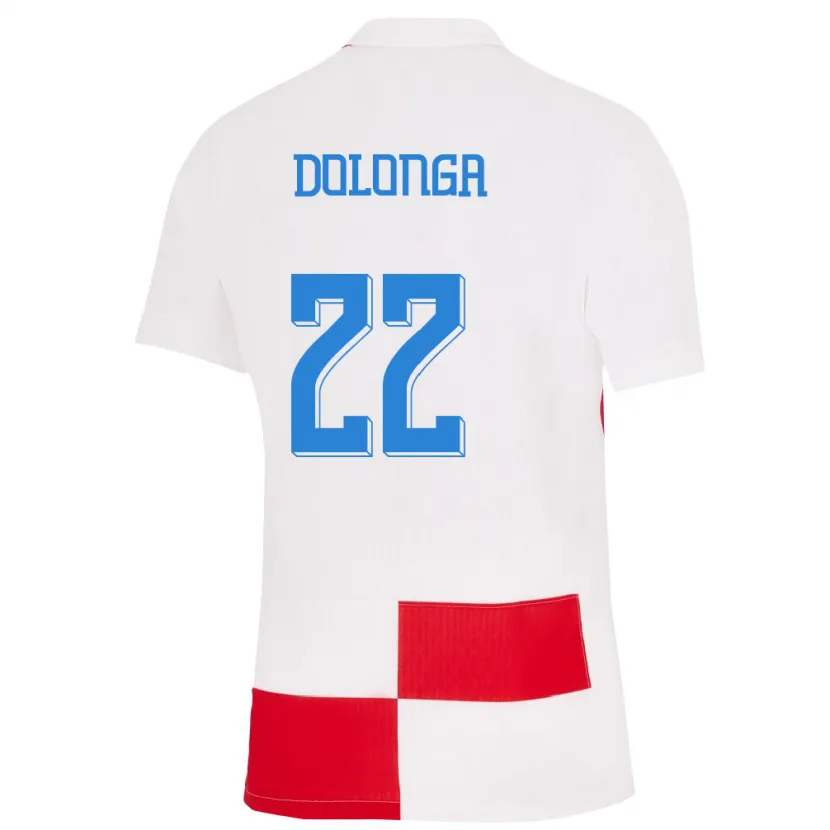 Danxen Hombre Camiseta Croacia Niko Dolonga #22 Blanco Rojo 1ª Equipación 24-26 La Camisa México