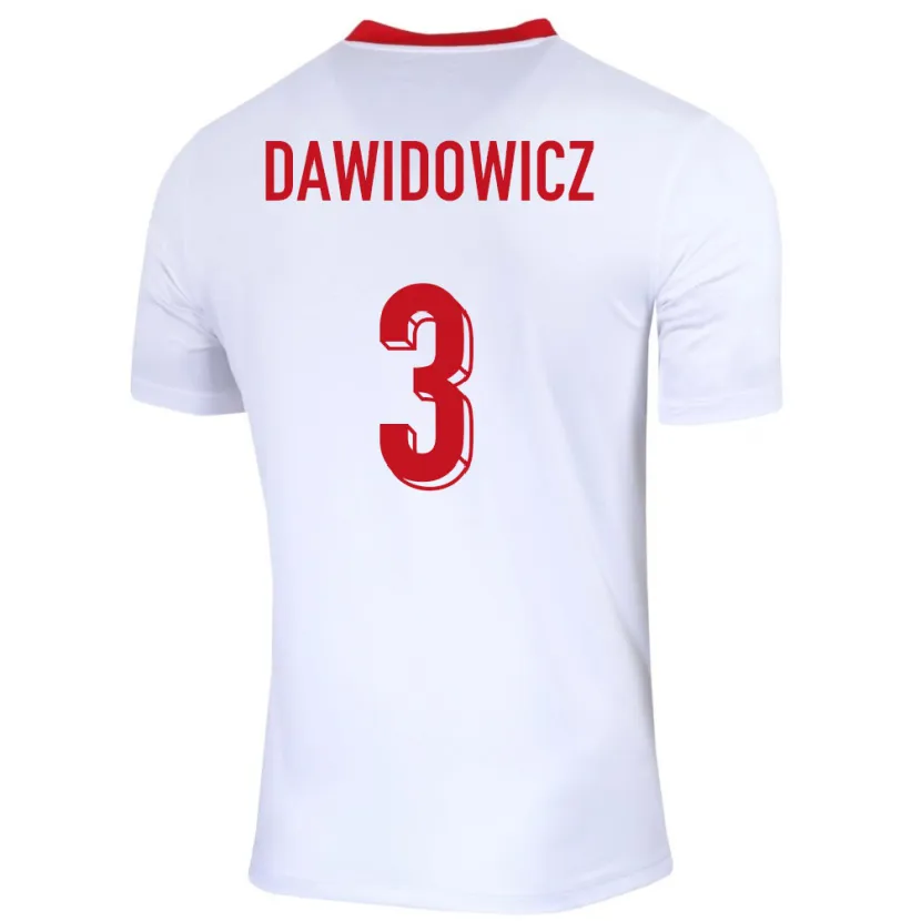 Danxen Hombre Camiseta Polonia Pawel Dawidowicz #3 Blanco 1ª Equipación 24-26 La Camisa México