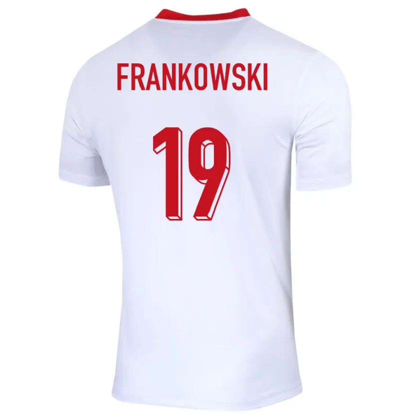 Danxen Hombre Camiseta Polonia Przemyslaw Frankowski #19 Blanco 1ª Equipación 24-26 La Camisa México