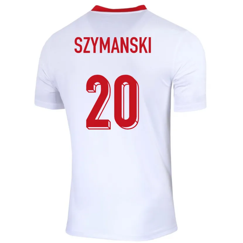 Danxen Hombre Camiseta Polonia Sebastian Szymanski #20 Blanco 1ª Equipación 24-26 La Camisa México