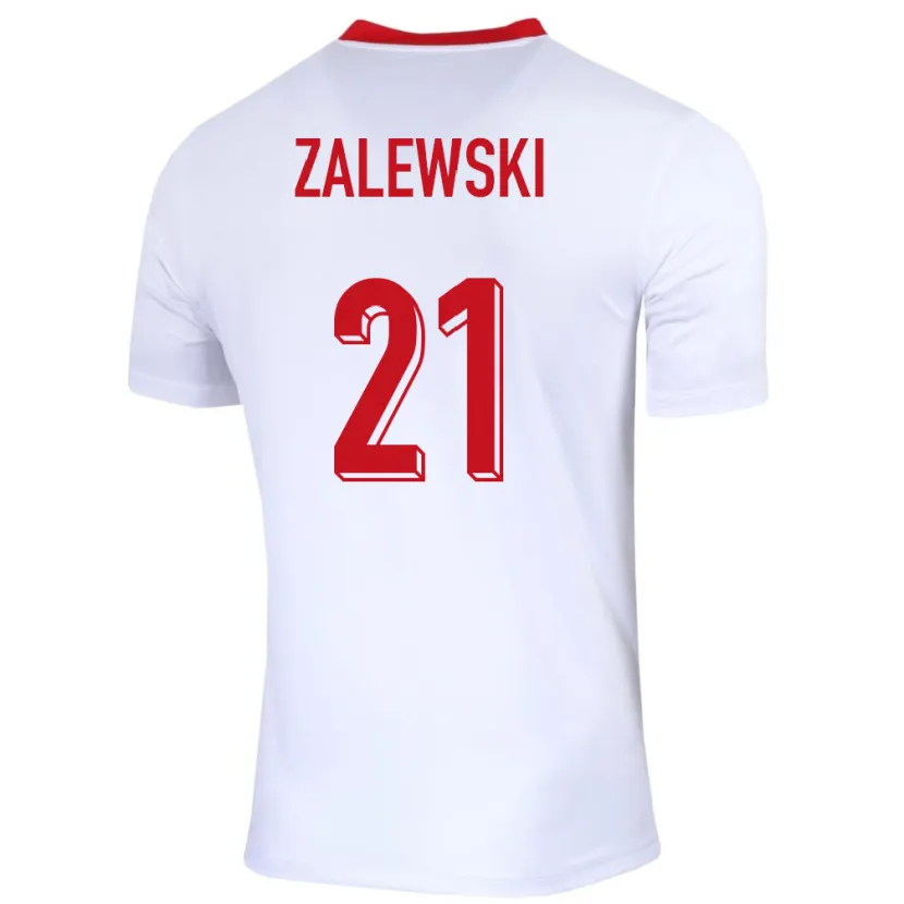 Danxen Hombre Camiseta Polonia Nicola Zalewski #21 Blanco 1ª Equipación 24-26 La Camisa México