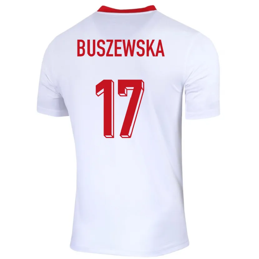 Danxen Hombre Camiseta Polonia Zofia Buszewska #17 Blanco 1ª Equipación 24-26 La Camisa México
