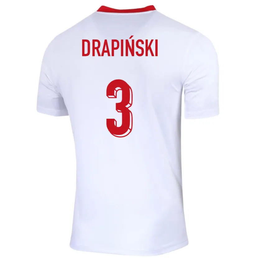 Danxen Hombre Camiseta Polonia Igor Drapinski #3 Blanco 1ª Equipación 24-26 La Camisa México