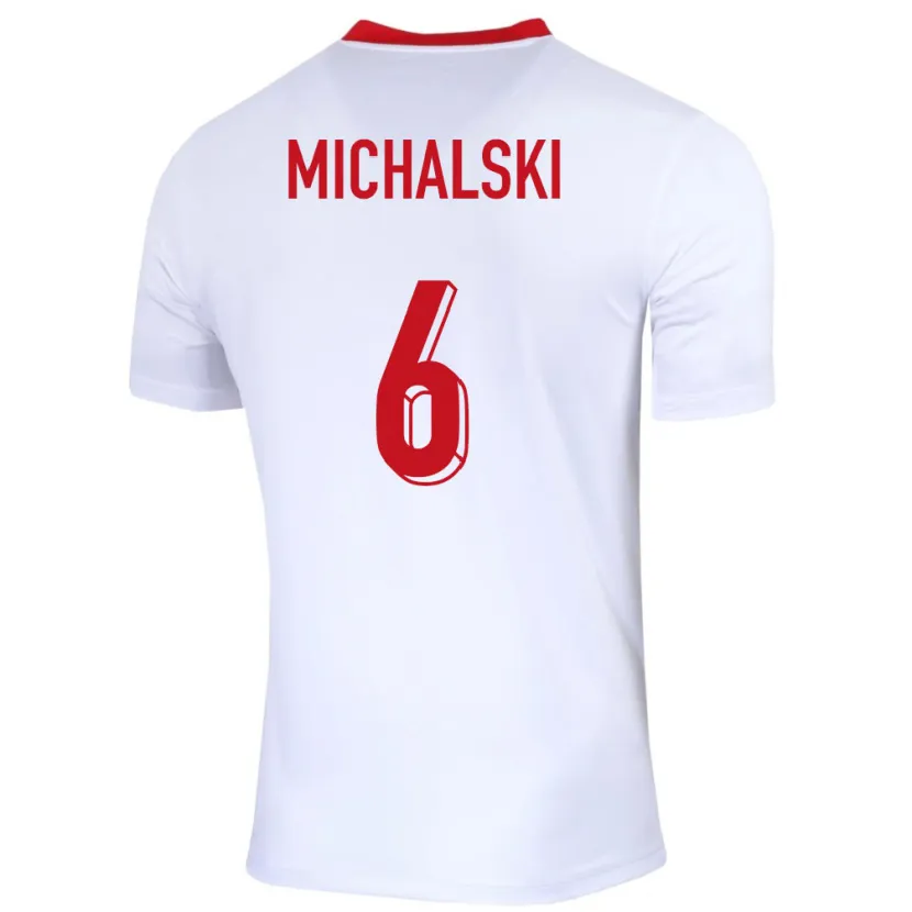 Danxen Hombre Camiseta Polonia Szymon Michalski #6 Blanco 1ª Equipación 24-26 La Camisa México