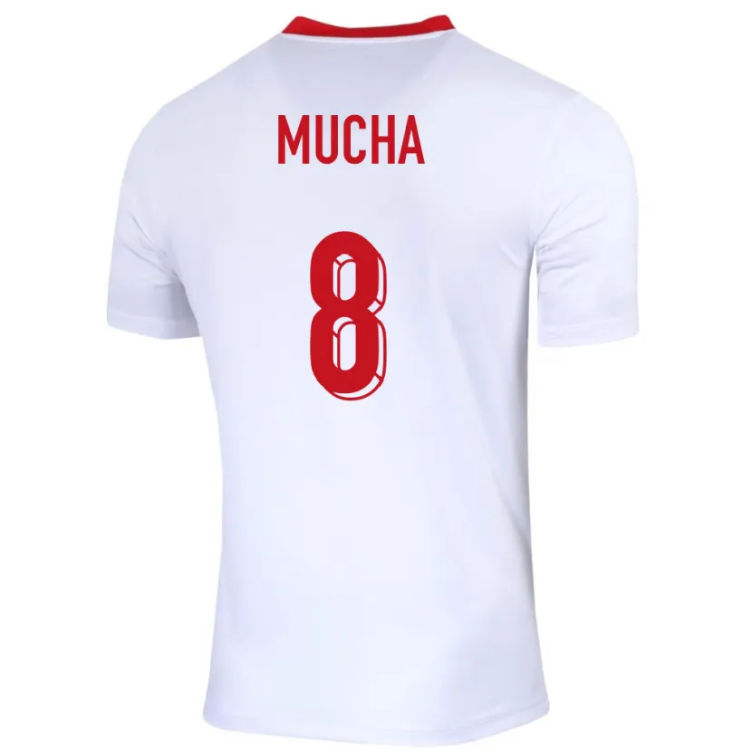 Danxen Hombre Camiseta Polonia Szczepan Mucha #8 Blanco 1ª Equipación 24-26 La Camisa México