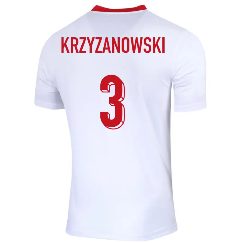 Danxen Hombre Camiseta Polonia Jakub Krzyzanowski #3 Blanco 1ª Equipación 24-26 La Camisa México