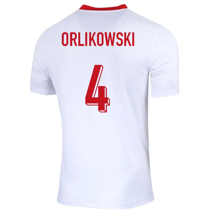 Danxen Hombre Camiseta Polonia Igor Orlikowski #4 Blanco 1ª Equipación 24-26 La Camisa México