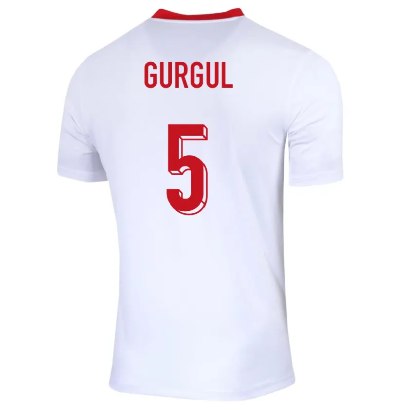 Danxen Hombre Camiseta Polonia Michal Gurgul #5 Blanco 1ª Equipación 24-26 La Camisa México