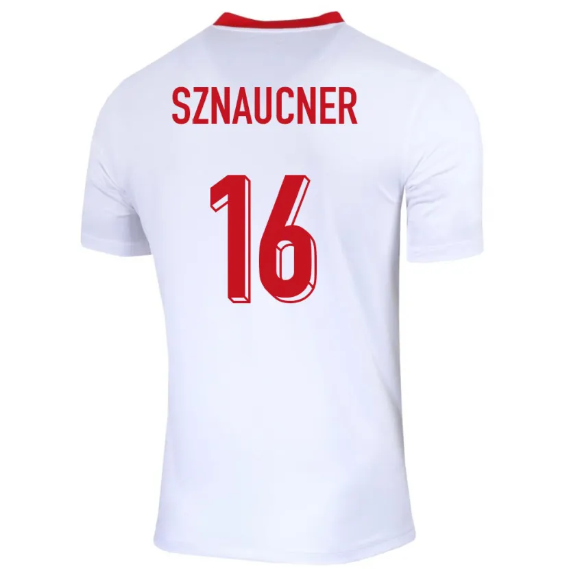 Danxen Hombre Camiseta Polonia Maksymilian Sznaucner #16 Blanco 1ª Equipación 24-26 La Camisa México