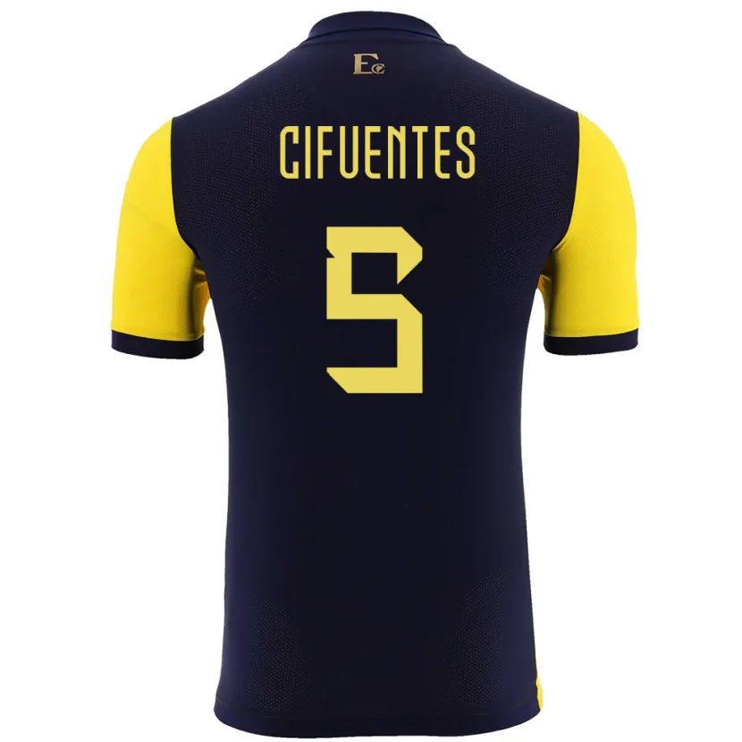 Danxen Hombre Camiseta Ecuador Jose Cifuentes #5 Amarillo 1ª Equipación 24-26 La Camisa México