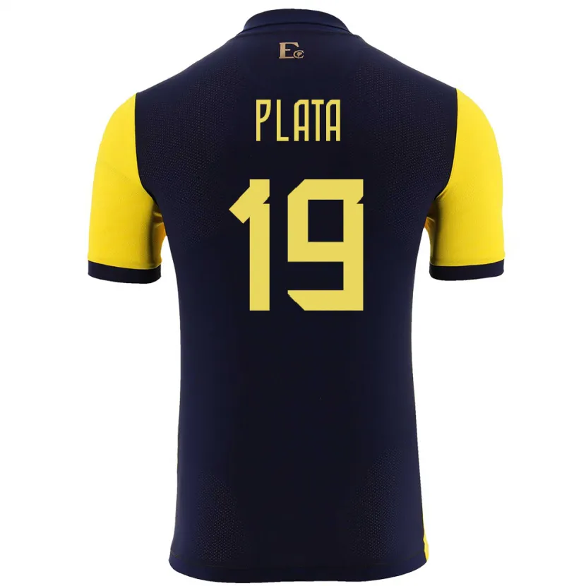 Danxen Hombre Camiseta Ecuador Gonzalo Plata #19 Amarillo 1ª Equipación 24-26 La Camisa México