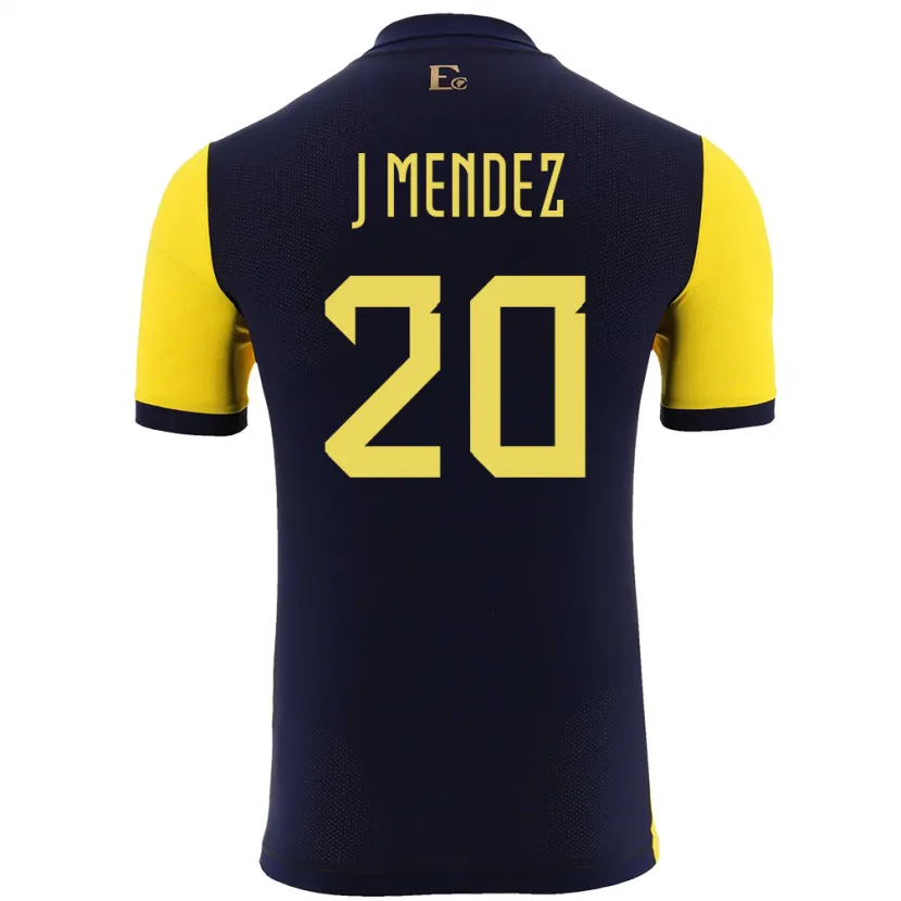 Danxen Hombre Camiseta Ecuador Jhegson Mendez #20 Amarillo 1ª Equipación 24-26 La Camisa México