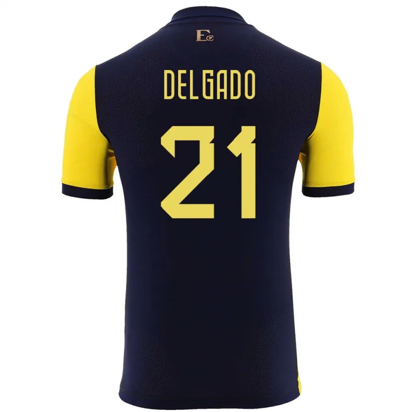 Danxen Hombre Camiseta Ecuador Patrickson Delgado #21 Amarillo 1ª Equipación 24-26 La Camisa México