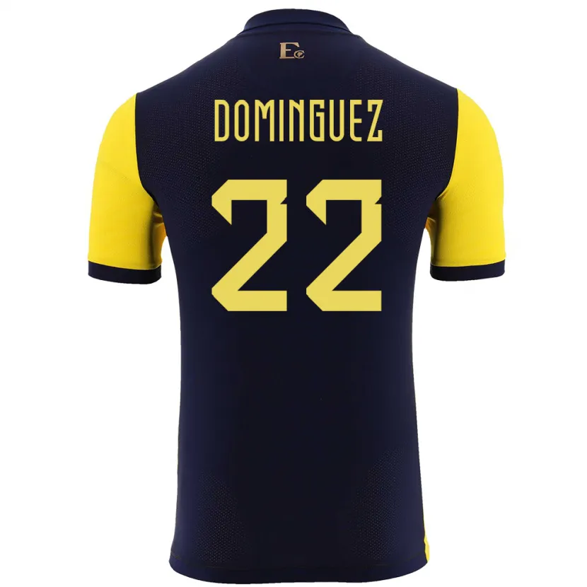 Danxen Hombre Camiseta Ecuador Alexander Dominguez #22 Amarillo 1ª Equipación 24-26 La Camisa México