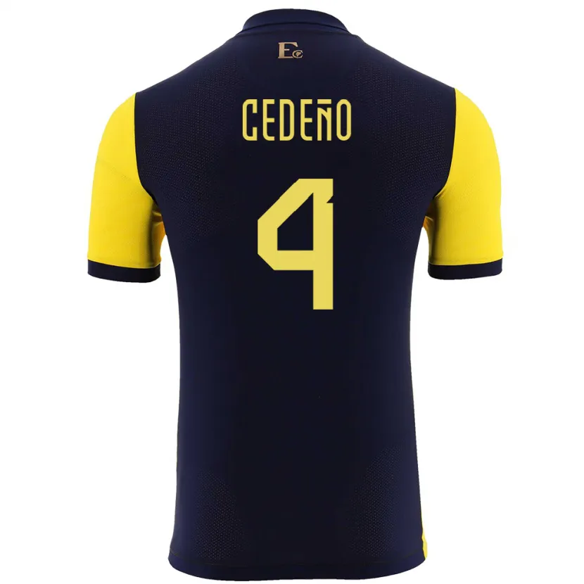 Danxen Hombre Camiseta Ecuador Stefany Cedeno #4 Amarillo 1ª Equipación 24-26 La Camisa México