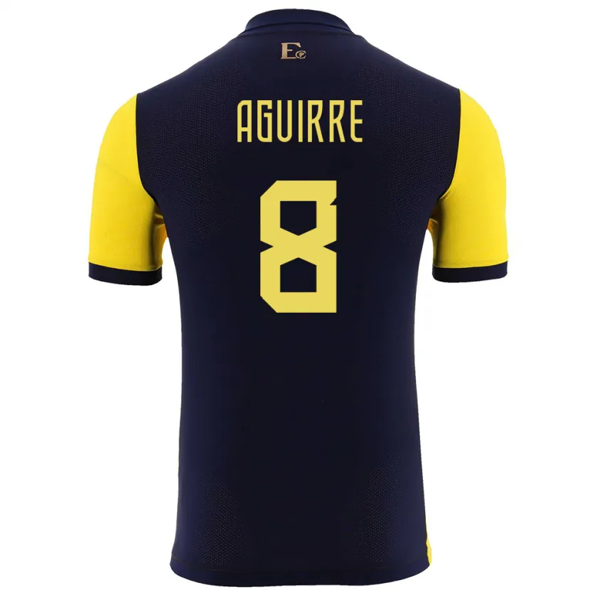 Danxen Hombre Camiseta Ecuador Marthina Aguirre #8 Amarillo 1ª Equipación 24-26 La Camisa México