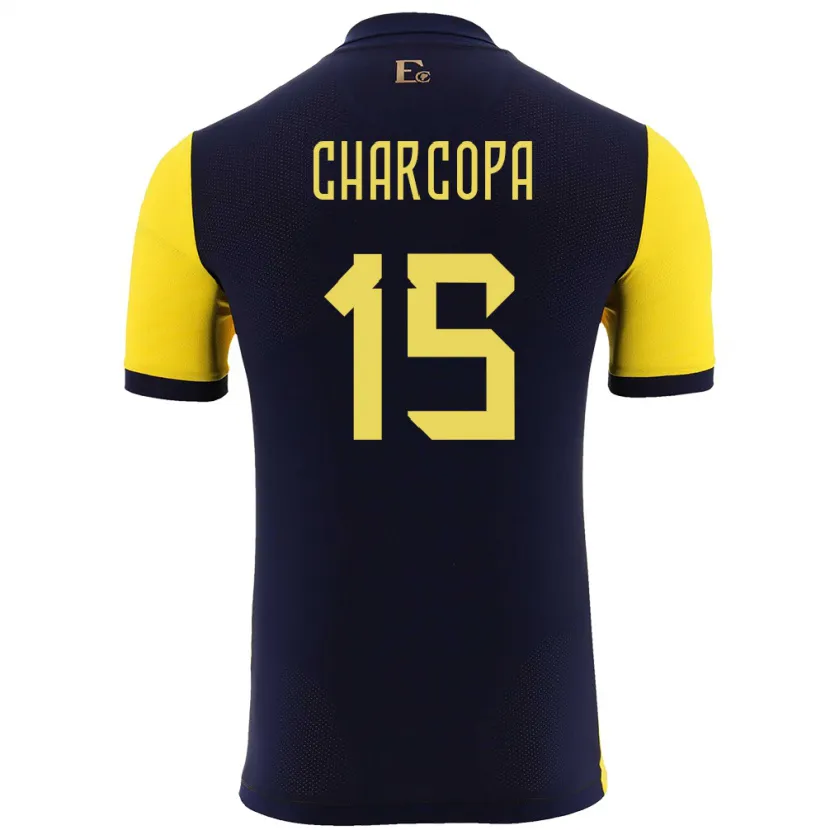 Danxen Hombre Camiseta Ecuador Nicole Charcopa #15 Amarillo 1ª Equipación 24-26 La Camisa México