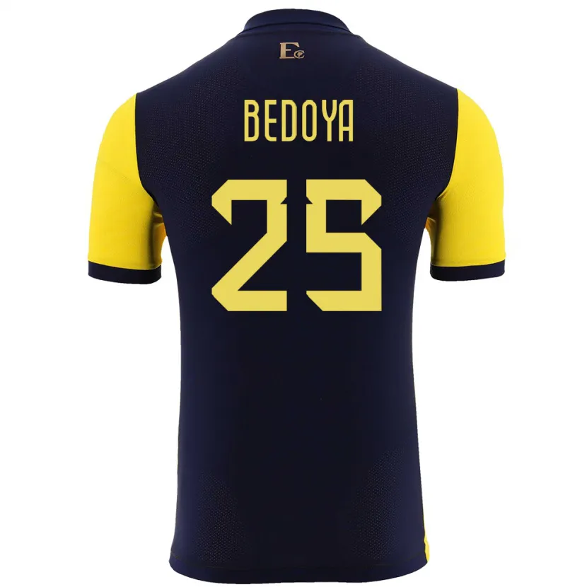 Danxen Hombre Camiseta Ecuador Jaydah Bedoya #25 Amarillo 1ª Equipación 24-26 La Camisa México