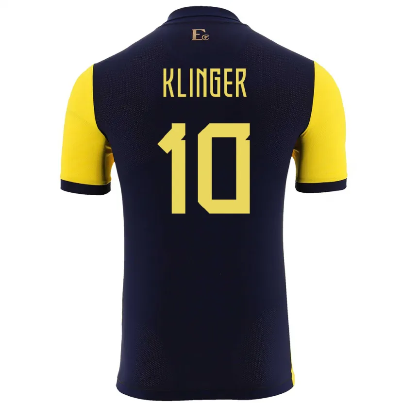Danxen Hombre Camiseta Ecuador Jose Klinger #10 Amarillo 1ª Equipación 24-26 La Camisa México