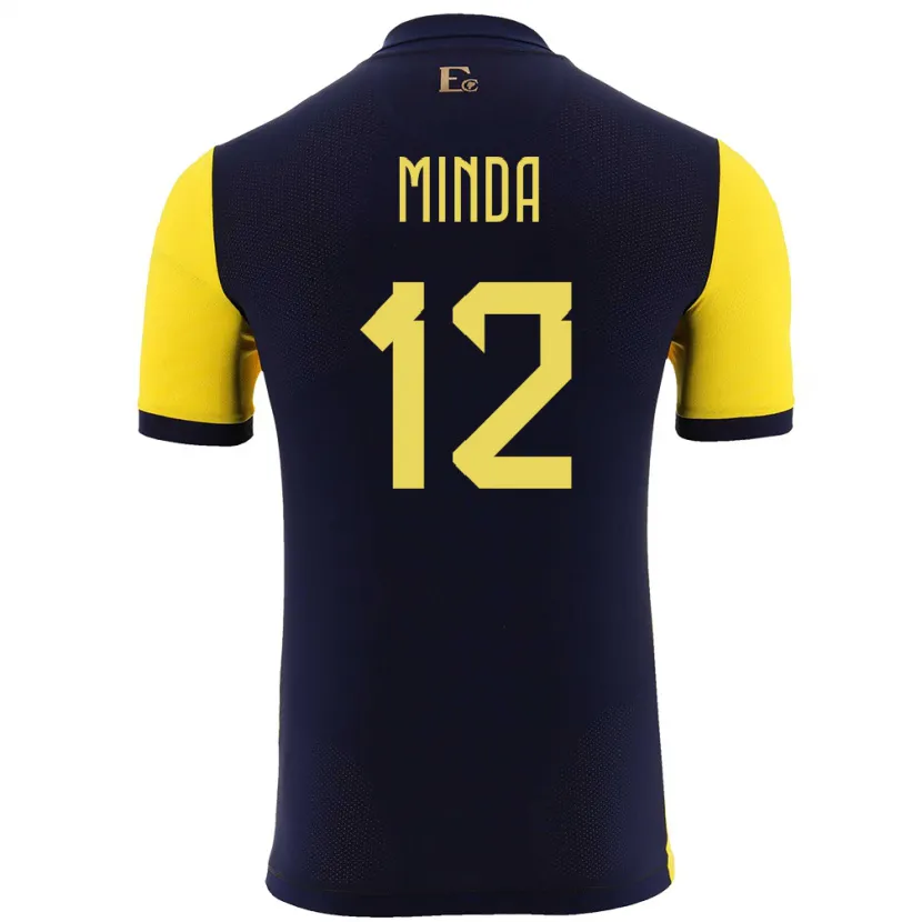 Danxen Hombre Camiseta Ecuador Ethan Minda #12 Amarillo 1ª Equipación 24-26 La Camisa México