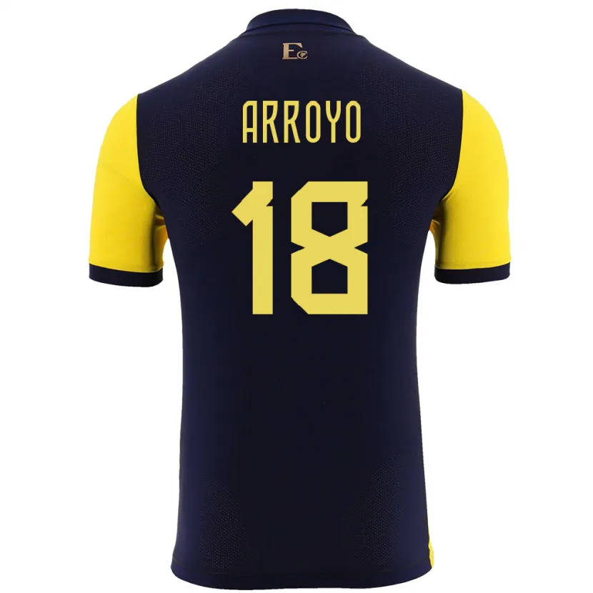 Danxen Hombre Camiseta Ecuador Jean Arroyo #18 Amarillo 1ª Equipación 24-26 La Camisa México