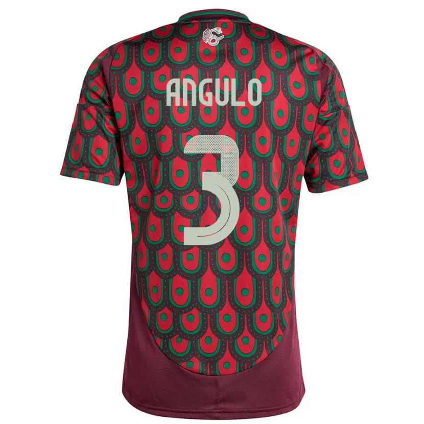 Danxen Hombre Camiseta México Jesus Angulo #3 Granate 1ª Equipación 24-26 La Camisa México