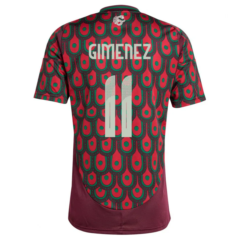 Danxen Hombre Camiseta México Santiago Gimenez #11 Granate 1ª Equipación 24-26 La Camisa México
