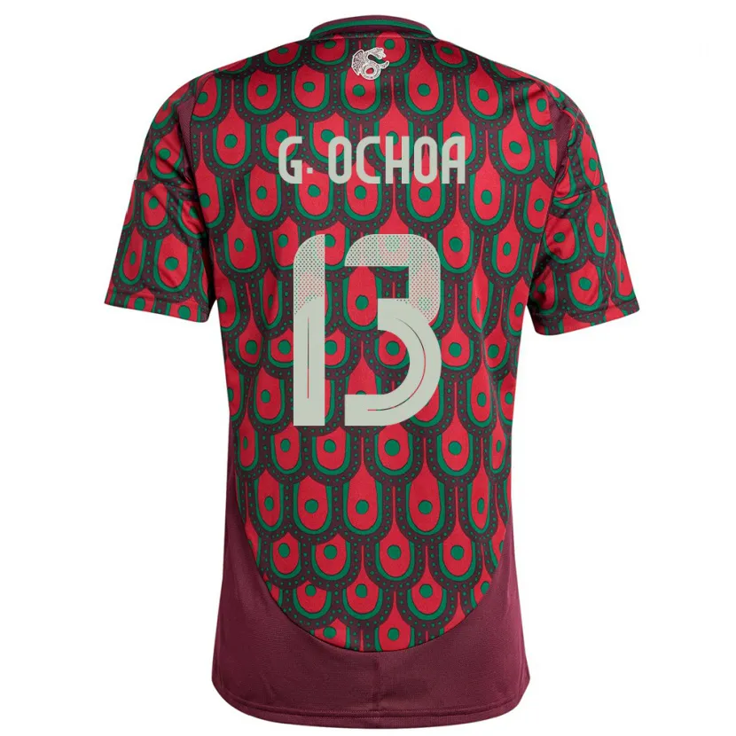 Danxen Hombre Camiseta México Guillermo Ochoa #13 Granate 1ª Equipación 24-26 La Camisa México