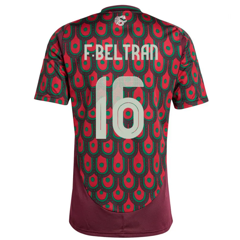 Danxen Hombre Camiseta México Fernando Beltran #16 Granate 1ª Equipación 24-26 La Camisa México