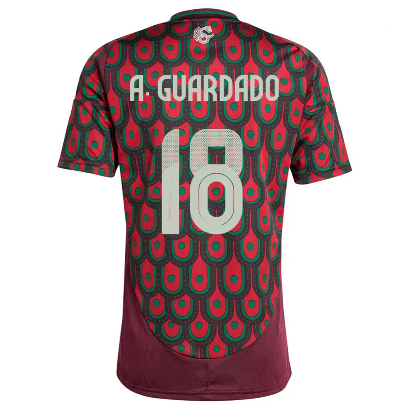 Danxen Hombre Camiseta México Andres Guardado #18 Granate 1ª Equipación 24-26 La Camisa México