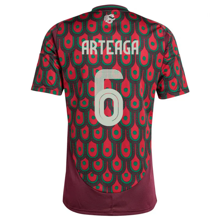 Danxen Hombre Camiseta México Gerardo Arteaga #6 Granate 1ª Equipación 24-26 La Camisa México